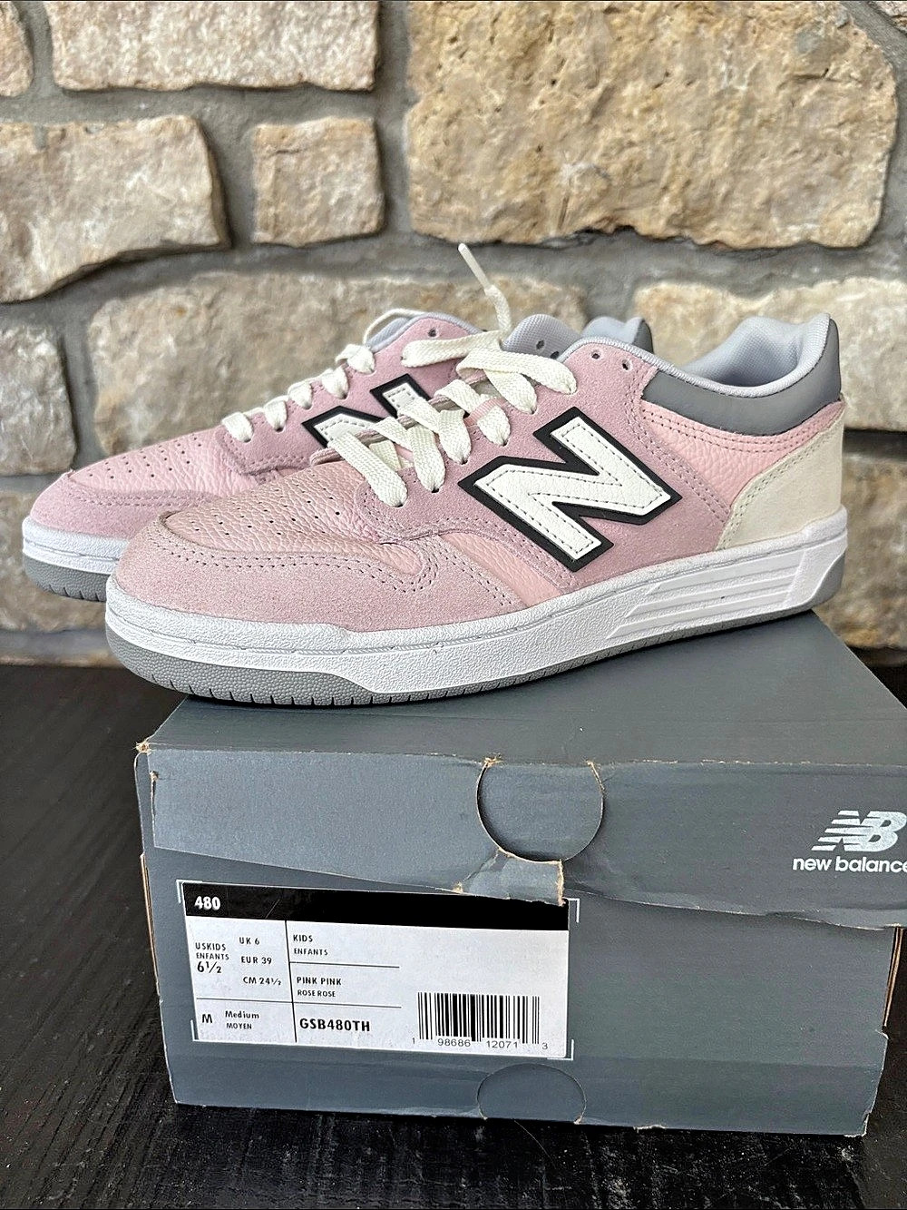 New Balance 480 Rose Pink (GS) Sneakers Pink & White US - Big Kid 6.5 or Women 8